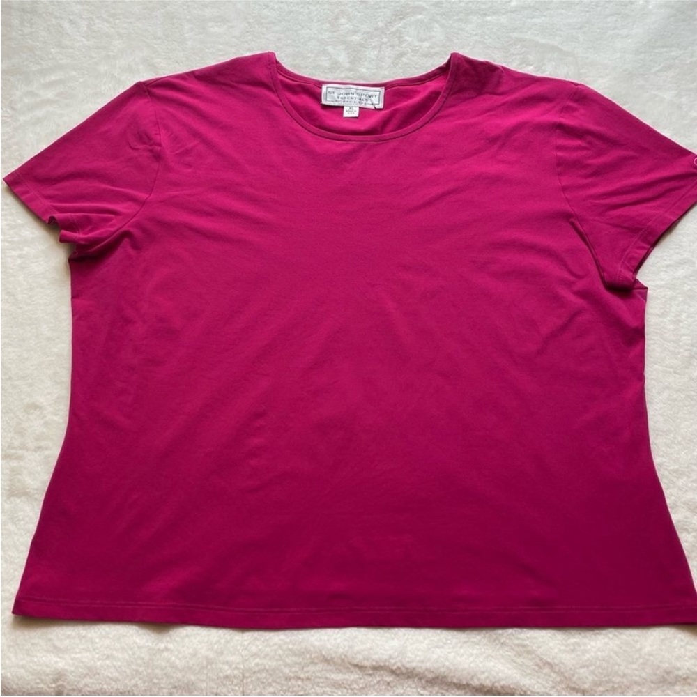 St John Essentials By Marie Gray Fuchsia Short Sleeve Top Size XL